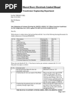 Bharat Heavy Electricals Limited Bhopal: Transformer Engineering Department