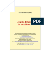 Émile Durkheim - Sur La Définition Du Socialisme (1893)