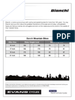 Bianchi Mountain Bike Sizing Chart