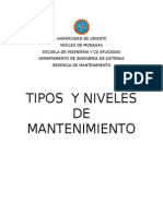 Tipos y Niveles de Mantenimiento