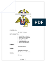 Clasificación y Ramas de La Psicología