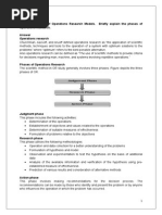 Explain The Types of Operations Research Models. Briefly Explain The Phases of Operations Research. Answer Operations Research