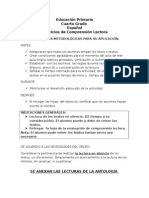 Educación Primaria Cuarto Grado Español Ejercicios de Comprensión Lectora