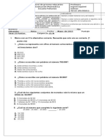 Prueba de Tercero Matematicas