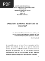 Ensayo Populismo Punitivo o Decisión de Las Mayorías