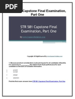 STR 581 Capstone Final Examination Part One UOP Help