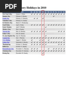 Statutory Holidays 2010