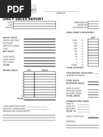 Daily Sales Report: Cash Count For Deposit QTY