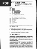 Unit 15 Estimation Of: Simultaneous Equation Models