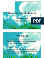 Hymenaeus (Biblical Figure) : Evangelist Miller Christian Heresy