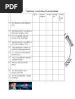 Customer Satisfaction Questionnaires: Agree Strongl y Agree Neutral Disagr Ee Strong Ly Disagr Ee 1