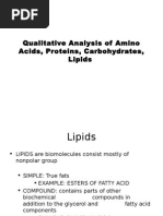 Qualitative Analysis of Amino Acids and Proteins and Carbohydrates and Lipids and Steroids