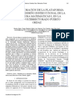 Eg07. La Incorporacion de La Plataforma Moodle Al Diseño Instruccional de La Asignatua Matematica