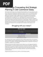 Technology Forecasting and Strategic Planning in Dell Commerce Essay