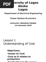 Power System Economics - Unilag Lecture Notes