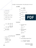 The Following Formulae May Be Helpful in Answering Questions. The Symbols Given Are The Ones Commonly Used