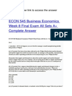 ECON 545 Business Economics Week 8 Final Exam All Sets A+ Complete Answer