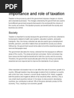 Importance and Role of Taxation