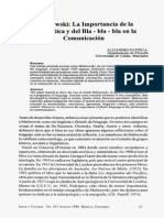 Malinowski: La Importancia de La Pragmática y Del Bla-Bla-Bla en La Comunicación