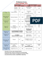 Prelim Exam Timetable 2015