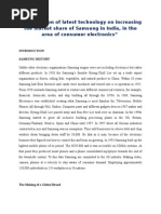 Contribution of Latest Technology On Increasing The Market Share of Samsung in India, in The Area of Consumer Electronics