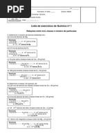 Resolucao Da Lista de Exercicios 1 - Relacoes Entre Mol, Massa, Numero de Particulas e Volume - 1 Bimestre 2013 - 2 Series