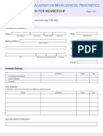 Application For Membership: Merican Cademy of Axillofacial Rosthetics