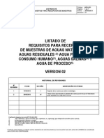 Requisitos Recepcion Muestras Aguas 