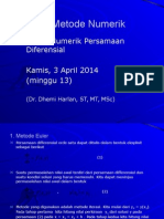 Metode Numerik (Solusi Numerik Persamaan Diferensial, Minggu 13)