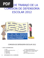 Plan de Trabajo de La Comision de Defensoría Escolar 2012