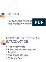 Hypothesis Tests About The Mean and Proportion