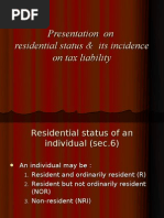 Presentation On Residential Status & Its Incidence On Tax Liability