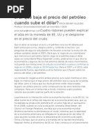 Por Qué Baja El Precio Del Petróleo Cuando Sube El Dólar