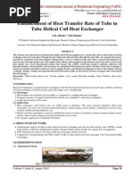 Enhancement of Heat Transfer Rate of Tube in Tube Helical Coil Heat Exchanger