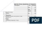 Rate Analysis For 25Mm Plastering in Cement Mortat 1:4: Sno Description Unit Quantity Cement Mortar