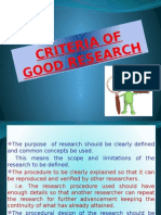 Criteria of Good Research & Problems Encountered by Researchers