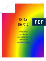 Optics PHY F213: Dr. Manjuladevi.V Assistant Professor Department of Physics BITS Pilani 333031