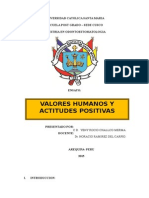 Ensayo Los Valores Humanos y Las Actitudes Positivas