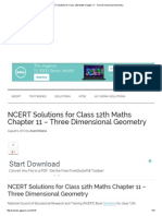 NCERT Solutions For Class 12th Maths Chapter 11 - Three Dimensional Geometry