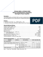 NTE249 (NPN) & NTE250 (PNP) Silicon Complementary Transistors Darlington Power Amplifier