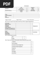 Questionnaire (Pizza Hut-Crown Rice-PGMF1411)