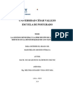 Gestion Municipal y La Percepcion de La Calidad Del Servicio