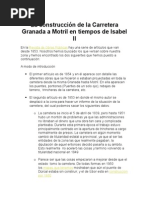 La Construcción de La Carretera Granada A Motril en Tiempos de Isabel II