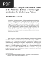 An Empirical Analysis of Research Trends in The Philippine Journal of Psychology - Implications For Sikolohiyang Pilipino