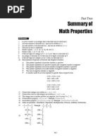 Summary of Math Properties: Part Two