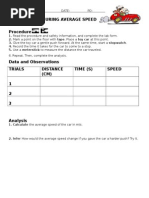 Average Speed Lab