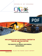 Auditor General's Report On Implementation of National Content in The Oil and Gas Sector