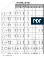 Astm Scheduled Sizes: Dimensions and Weight