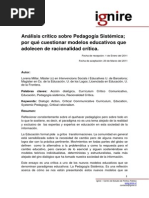 Analisis Critico Pedagogia Sistematica L Millar