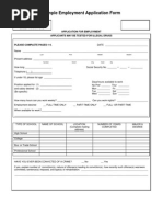 Sample Employment Application Form